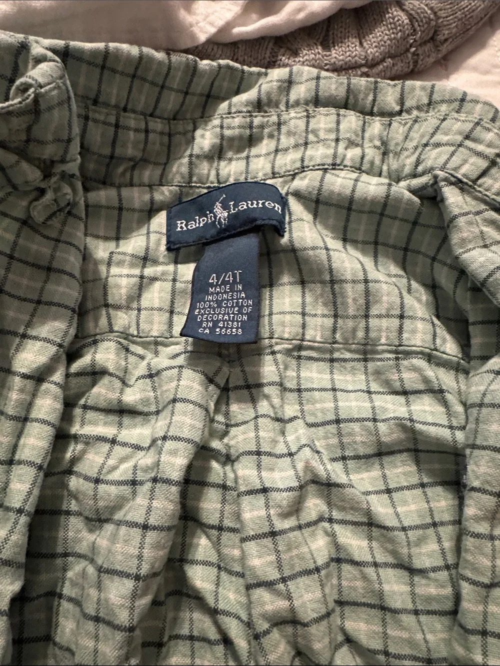 Ralph Lauren Light Mint and Navy Grid Button-Up Shirt
